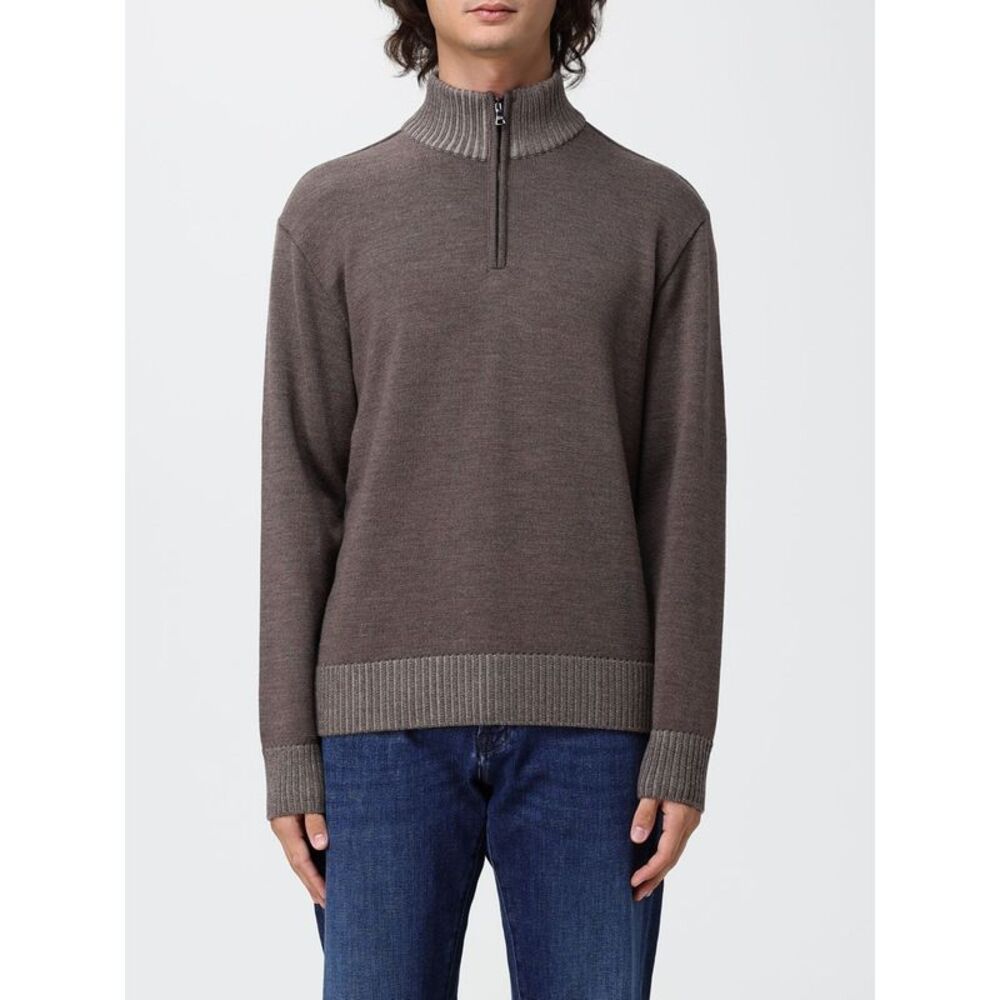 Paul & Shark Men Paul & Shark Pure Wool Half-Zip Turtleneck Jumper In Brown
